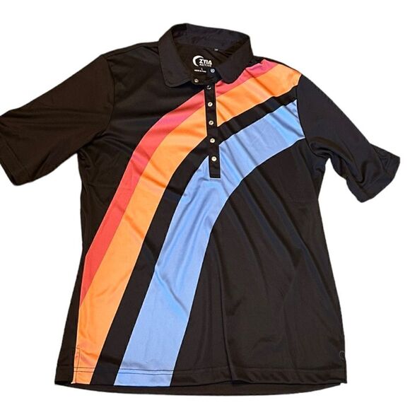 Zyia Active Rainbow Clubhouse Women's Short Sleeve Polo Top Size Large L 📦 - Picture 7 of 11